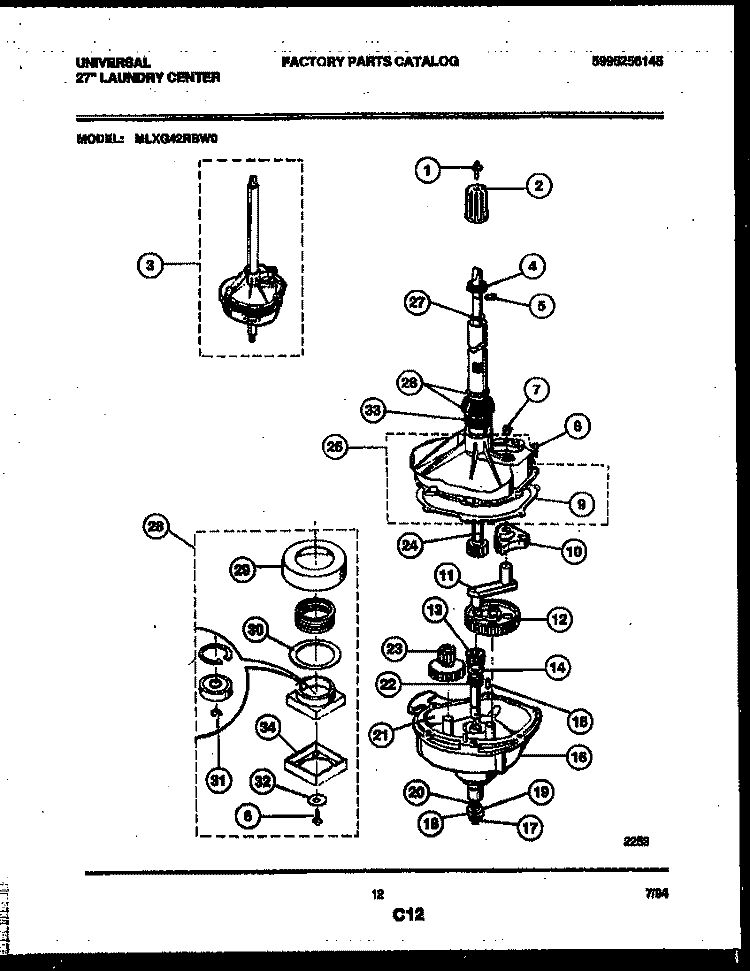TRANSMISSION PARTS Diagram and Parts List for MLXG42RBWD0  Kelvinator Washer Dryer Combo