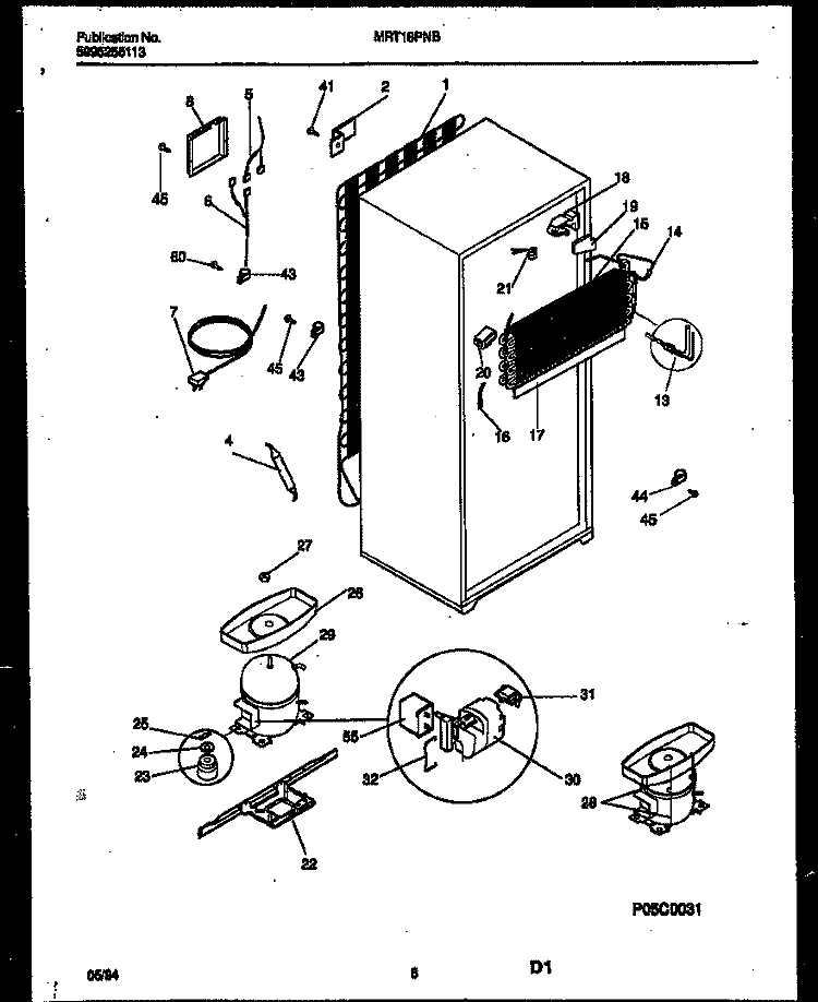 SYSTEM AND AUTOMATIC DEFROST PARTS Diagram and Parts List for MRT18PNBW0/Z0  Frigidaire Refrigerator