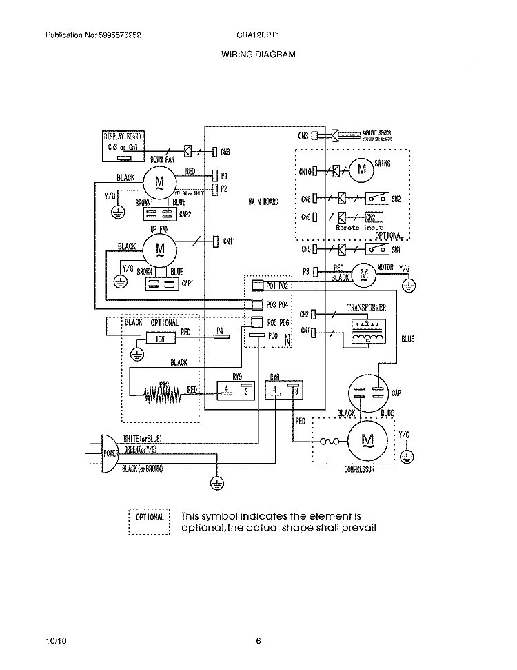 WIRING DIAGRAM Diagram and Parts List for CRA12EPT11  Frigidaire Air Conditioner