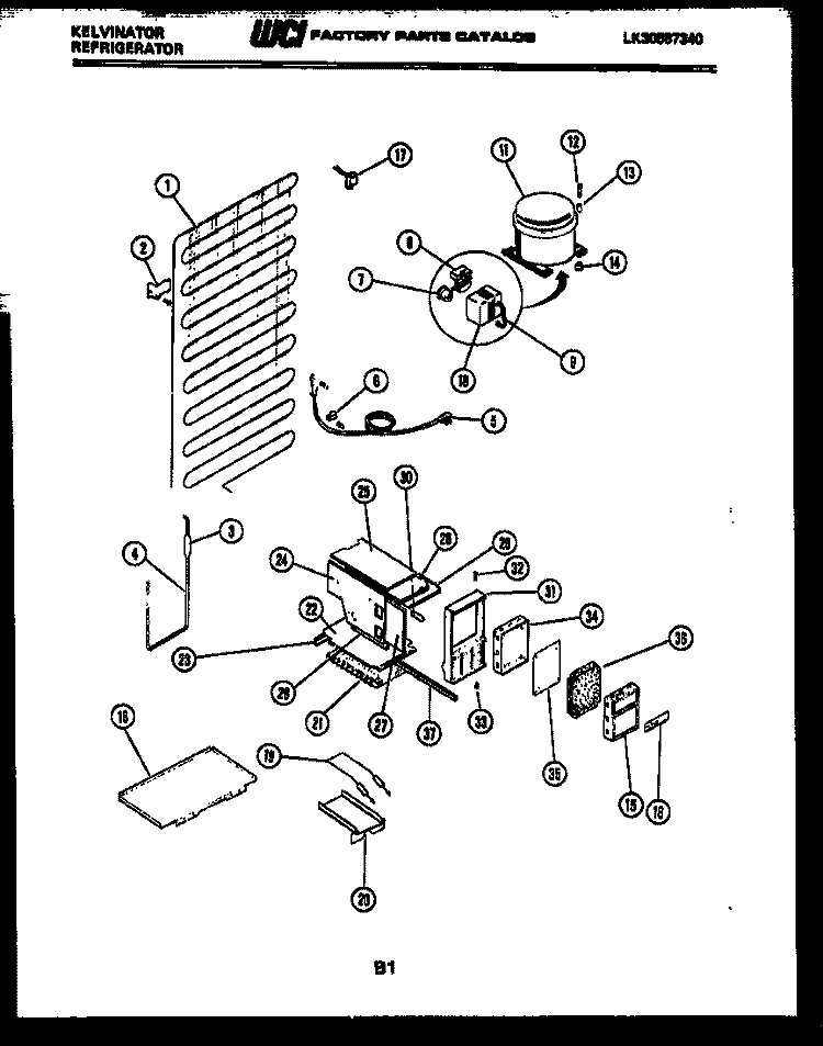 SYSTEM AND AUTOMATIC DEFROST PARTS Diagram and Parts List for AMK175EN1T  Kelvinator Refrigerator