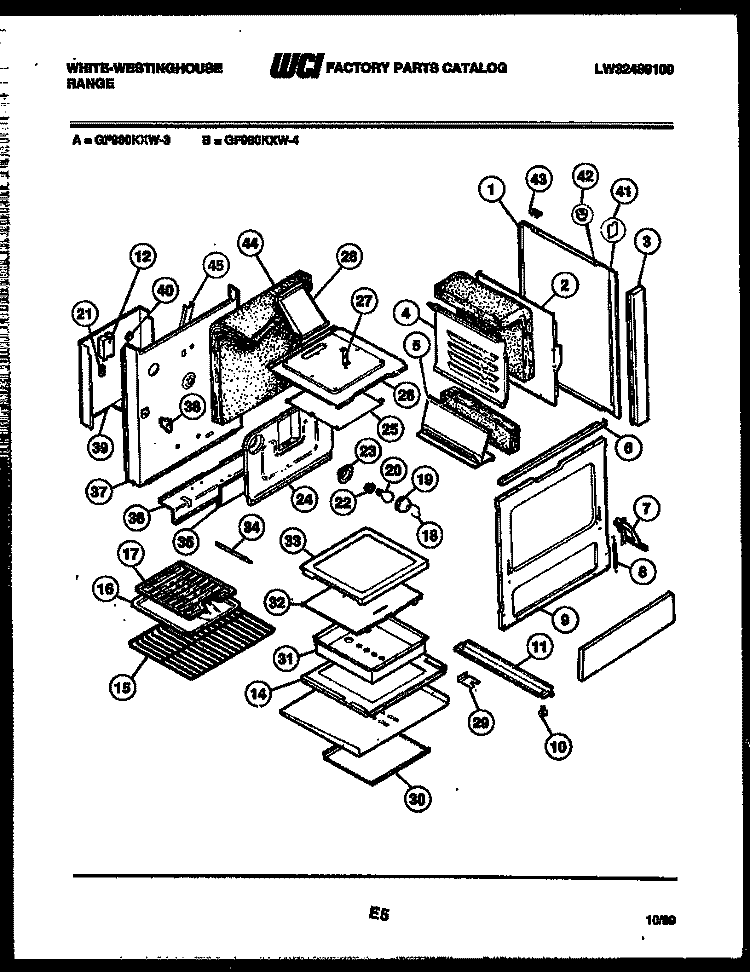 BODY PARTS Diagram and Parts List for GF980KXW3  Frigidaire Range