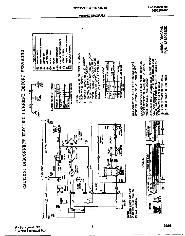 WIRING DIAGRAM Diagram and Parts List for TDE546RBW2  Tappan Dryer