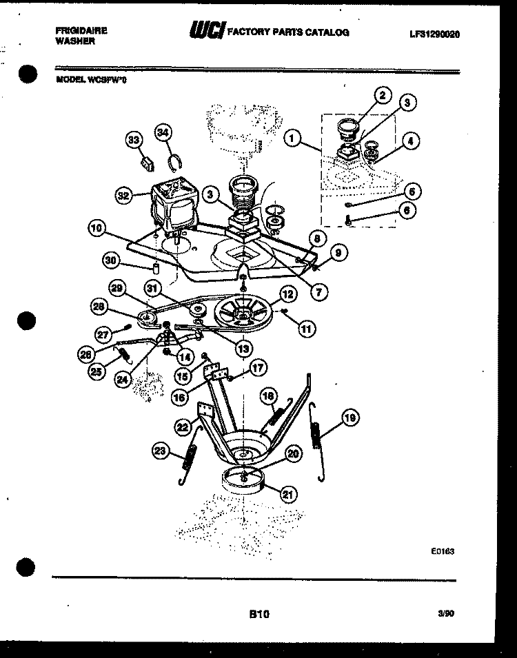 MOTOR AND IDLER ARM CLUTCH Diagram and Parts List for WCSFW0  Frigidaire Washer