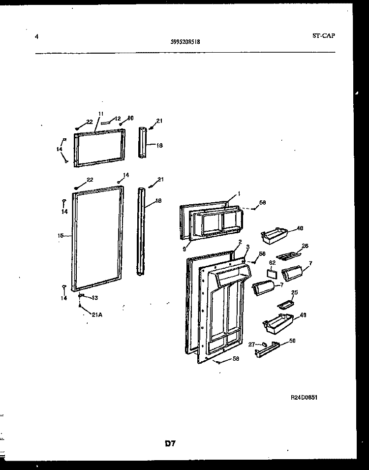 DOOR PARTS Diagram and Parts List for FPCE21TRW0  Frigidaire Refrigerator