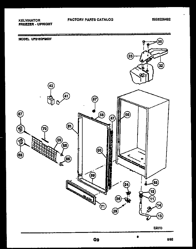 CABINET PARTS Diagram and Parts List for UFS160FM6W  Kelvinator Freezer