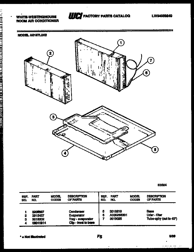 UNIT PARTS Diagram and Parts List for AS187L2K2  Frigidaire Air Conditioner