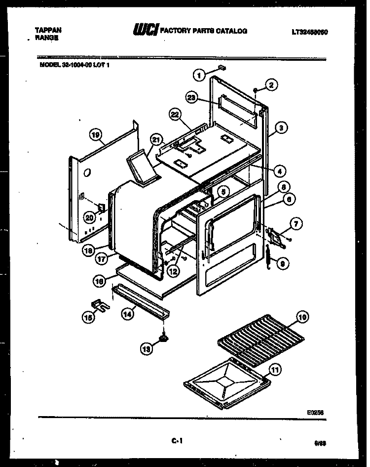 BODY PARTS Diagram and Parts List for 32-1004-00-01  Tappan Range
