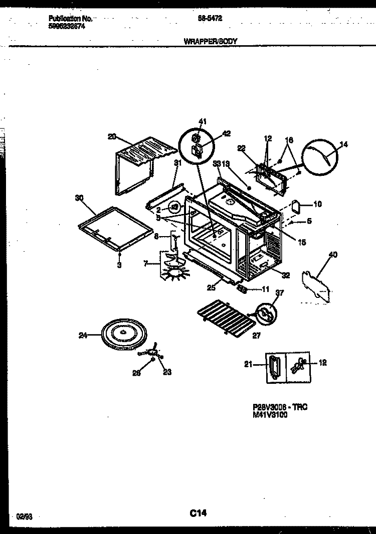 WRAPPER AND BODY PARTS Diagram and Parts List for 56-5472-10-03  Tappan Microwave