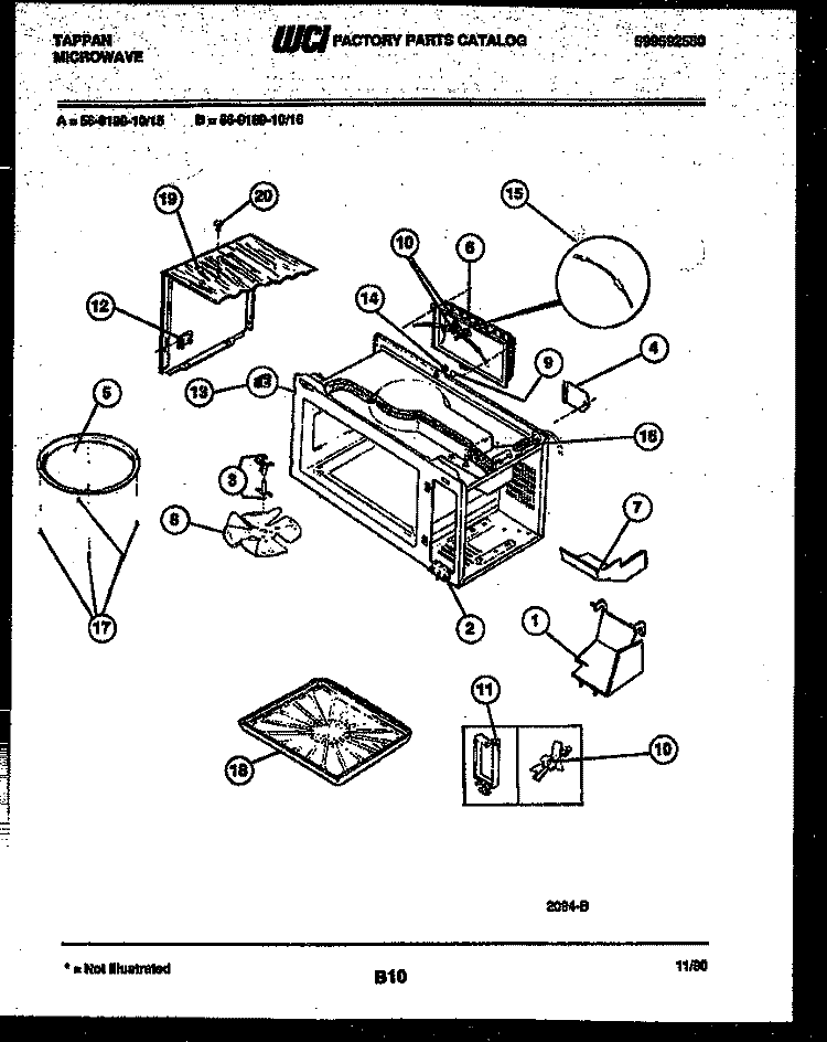 WRAPPER AND BODY PARTS Diagram and Parts List for 56-9189-10-15  Tappan Microwave