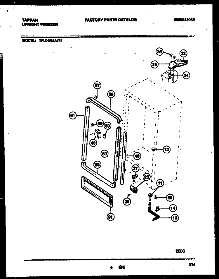 CABINET PARTS Diagram and Parts List for TFU09M4AW1  Tappan Freezer