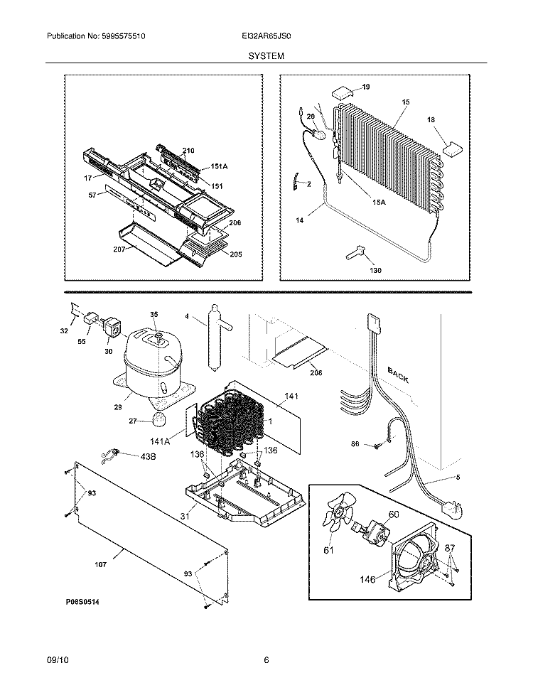 SYSTEM Diagram and Parts List for EI32AR65JS0  Electrolux Refrigerator