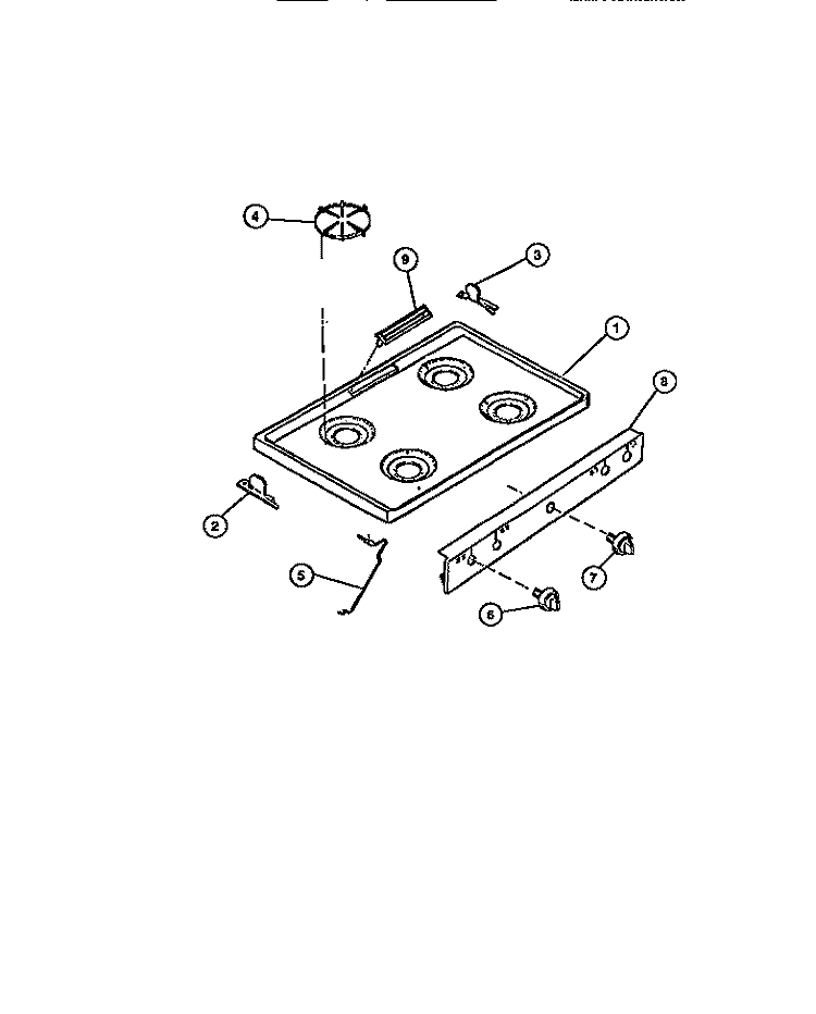 COOKTOP Diagram and Parts List for CGC1M1DXC  Gibson Range