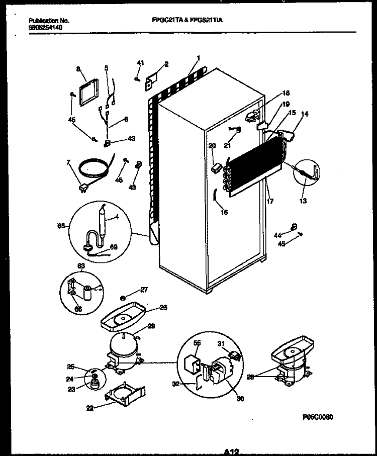 SYSTEM AND AUTOMATIC DEFROST PARTS Diagram and Parts List for FPGC21TAL1  Frigidaire Refrigerator