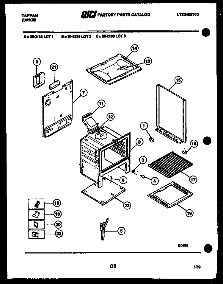 BODY PARTS Diagram and Parts List for 30-2138-66-02  Tappan Range