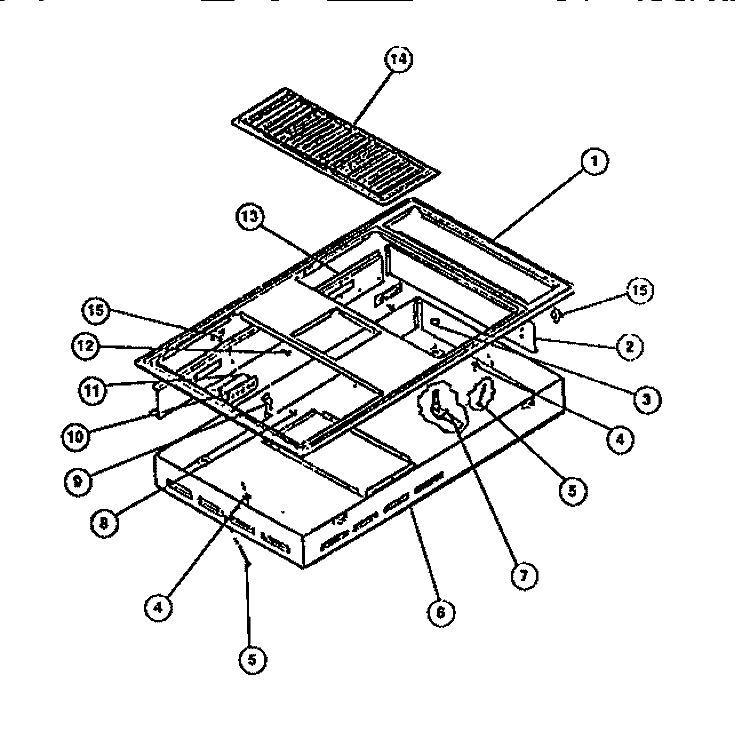 TOP Diagram and Parts List for RBD139NM0  Frigidaire Cooktop