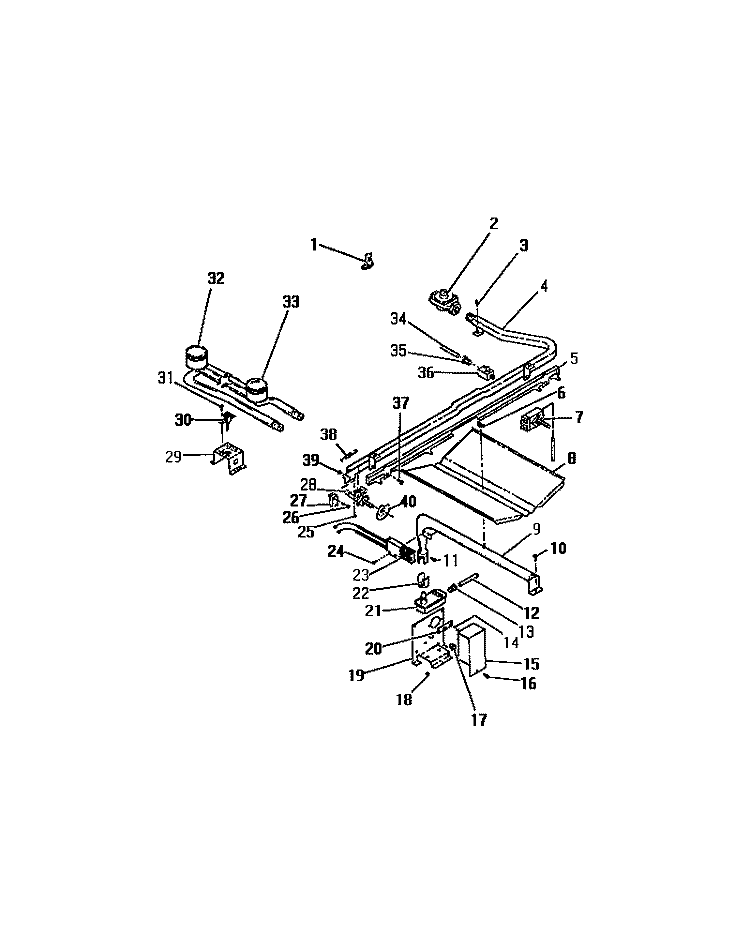BURNERS, IGNITORS, CONTROLS Diagram and Parts List for G21CW0  Frigidaire Range