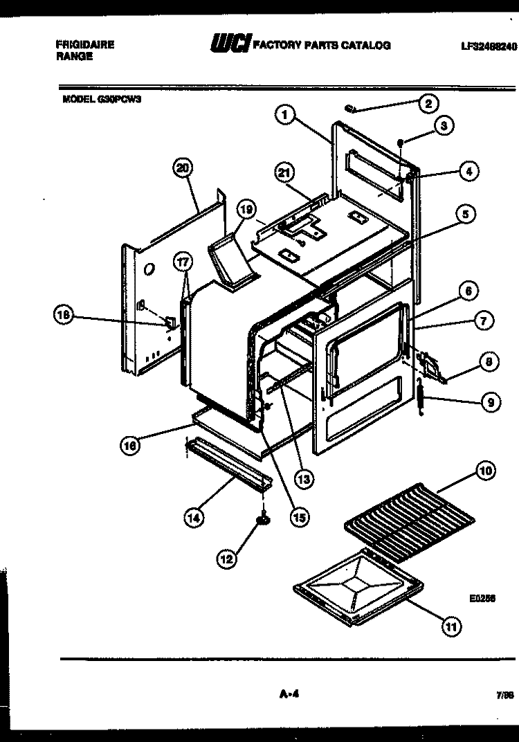 BODY PARTS Diagram and Parts List for G30PCL3  Frigidaire Range