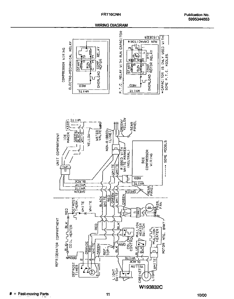 WIRING DIAGRAM Diagram and Parts List for FRT16CNHD4  Frigidaire Refrigerator