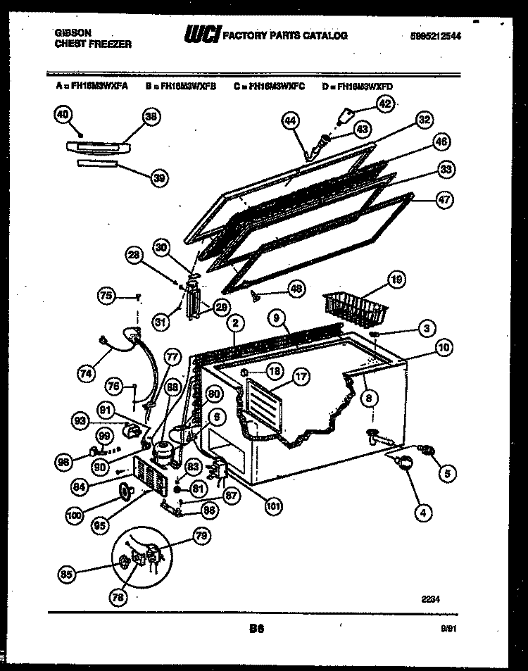 CHEST FREEZER PARTS Diagram and Parts List for FH16M3WXFC  Gibson Freezer