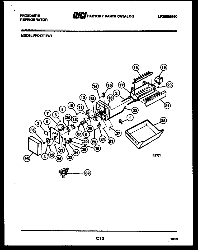 ICE MAKER PARTS Diagram and Parts List for FPD17TIFA1  Frigidaire Refrigerator