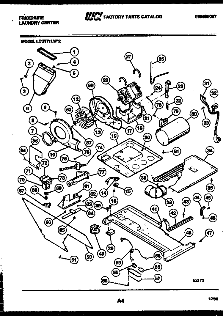 MOTOR AND BLOWER PARTS Diagram and Parts List for LCG771LW2  Frigidaire Washer Dryer Combo