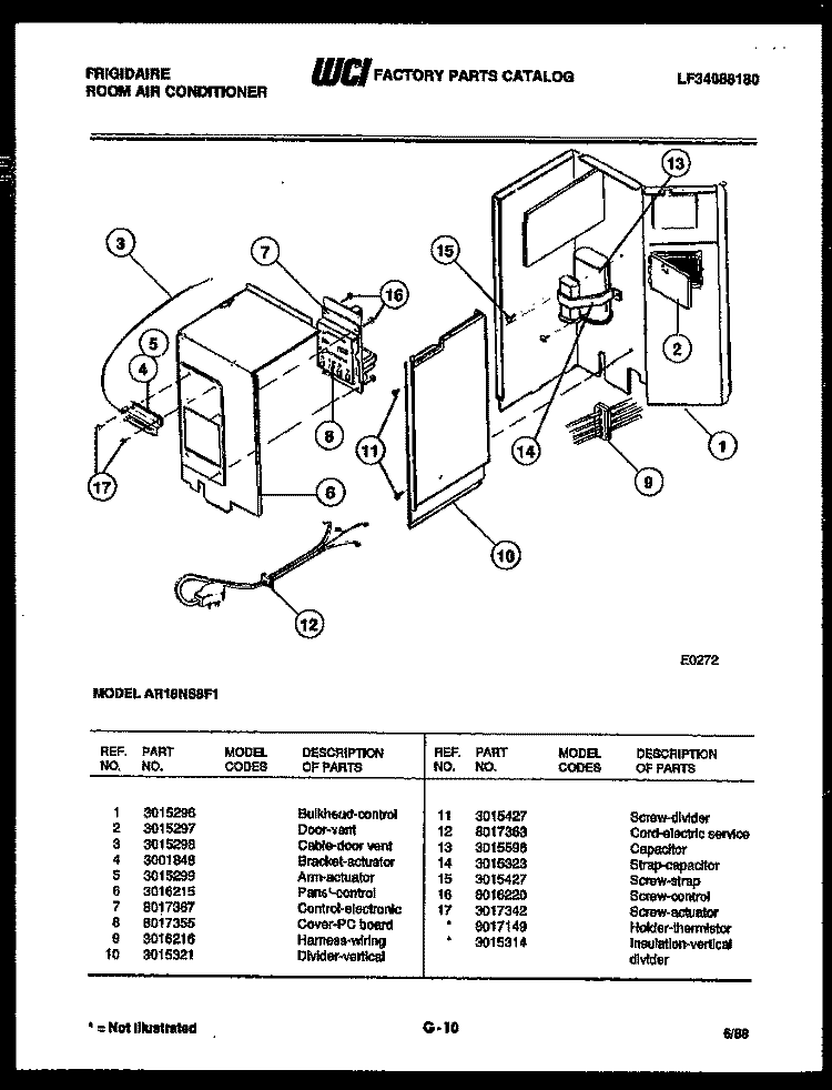 ELECTRICAL PARTS Diagram and Parts List for AR18NS8F1  Frigidaire Air Conditioner