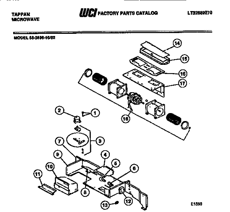 FUNCTIONAL Diagram and Parts List for 56-2896-10-02  Tappan Microwave