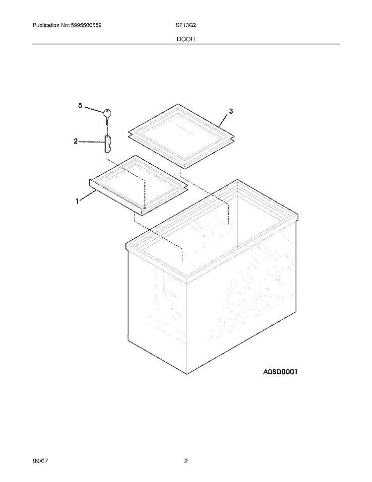 DOOR Diagram and Parts List for ST13G2  Frigidaire Freezer