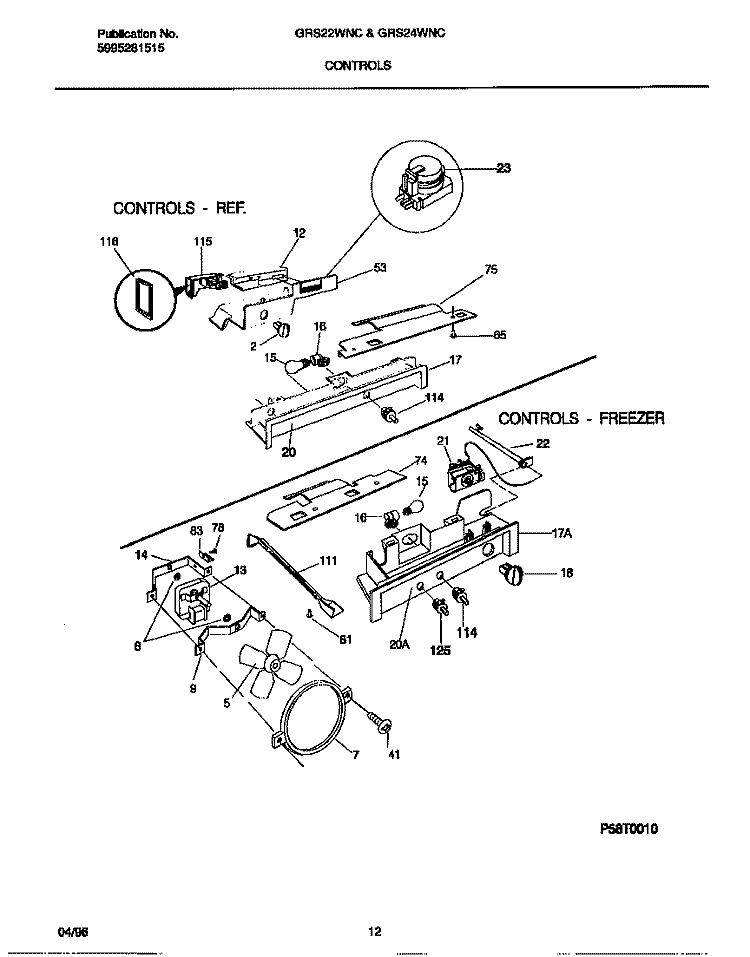 CONTROLS Diagram and Parts List for GRS22WNCD2  Gibson Refrigerator