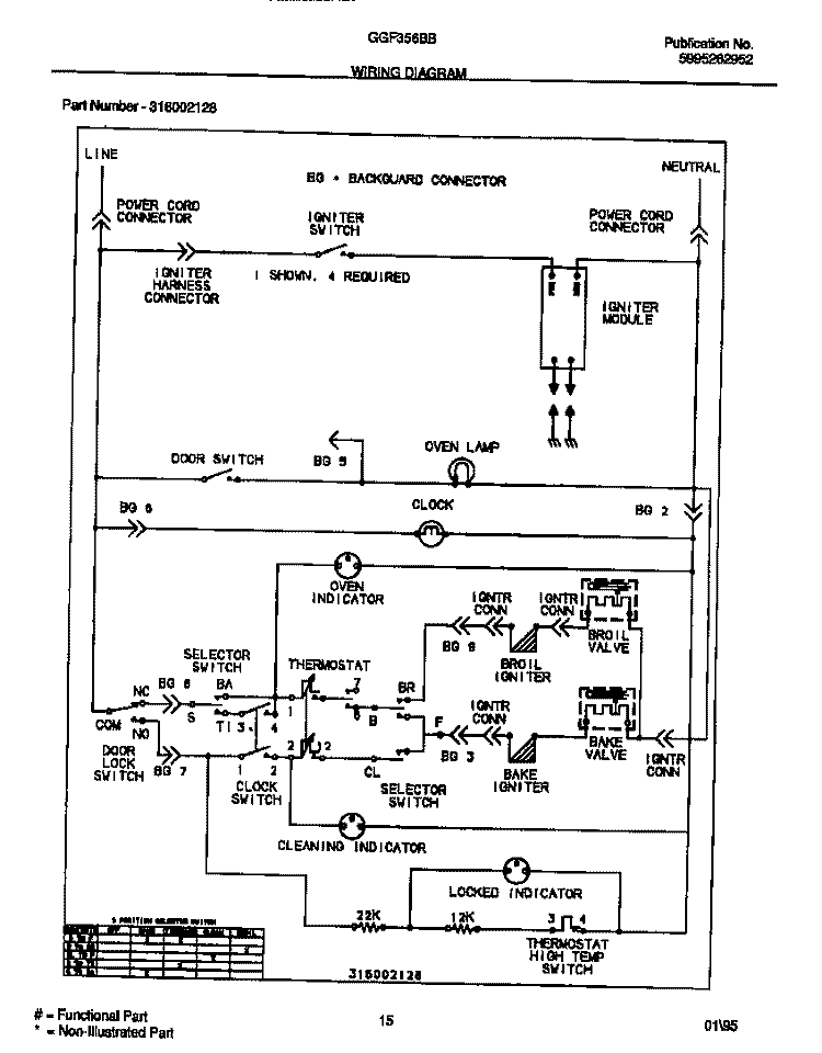 WIRING DIAGRAM Diagram and Parts List for GGF356BBDB  Gibson Range