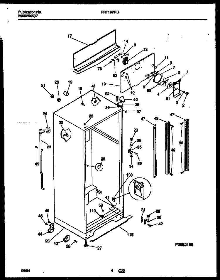 CABINET PARTS Diagram and Parts List for FRT19PRBD1  Frigidaire Refrigerator