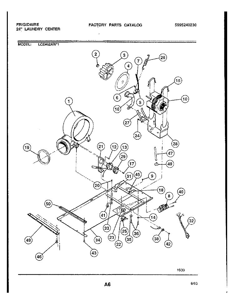DRYER MOTOR, BLOWER AND BELT Diagram and Parts List for LCE462AW1  Frigidaire Washer