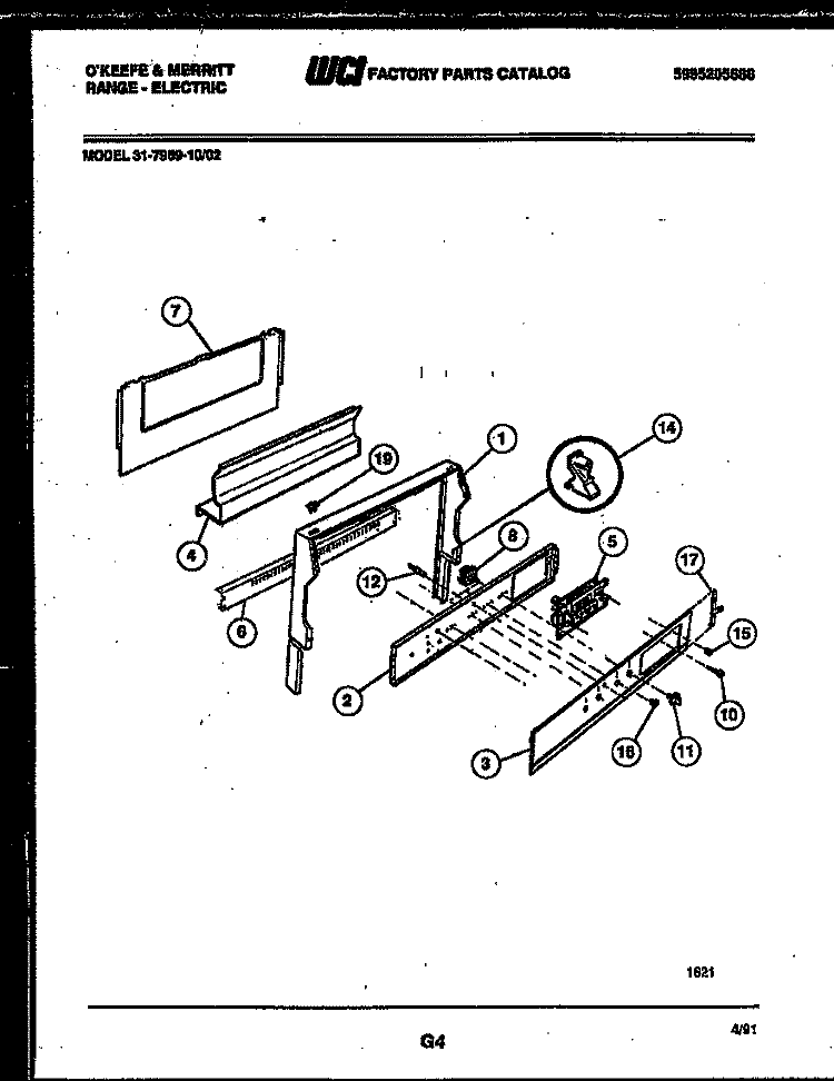BACKGUARD Diagram and Parts List for 31-7969-00-02  Tappan Range
