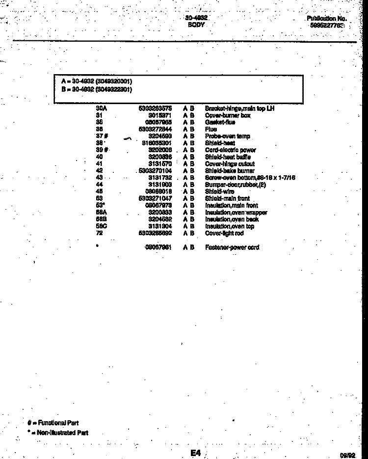 DOOR PARTS Diagram and Parts List for 30-4932-00-01  Tappan Range