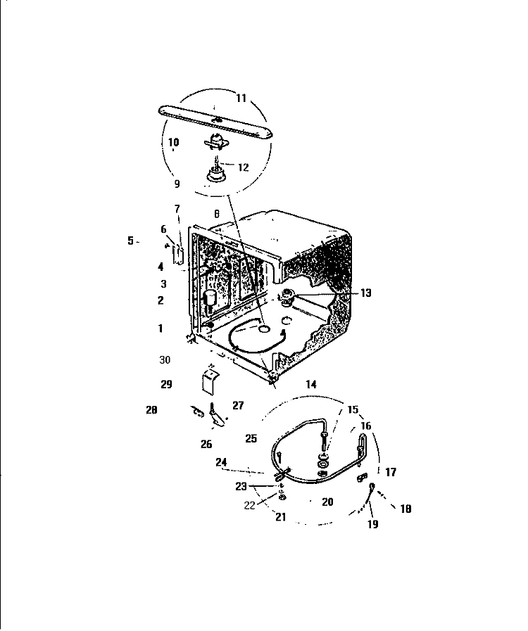 INNER TUB Diagram and Parts List for SU500DXR5  Frigidaire Dishwasher