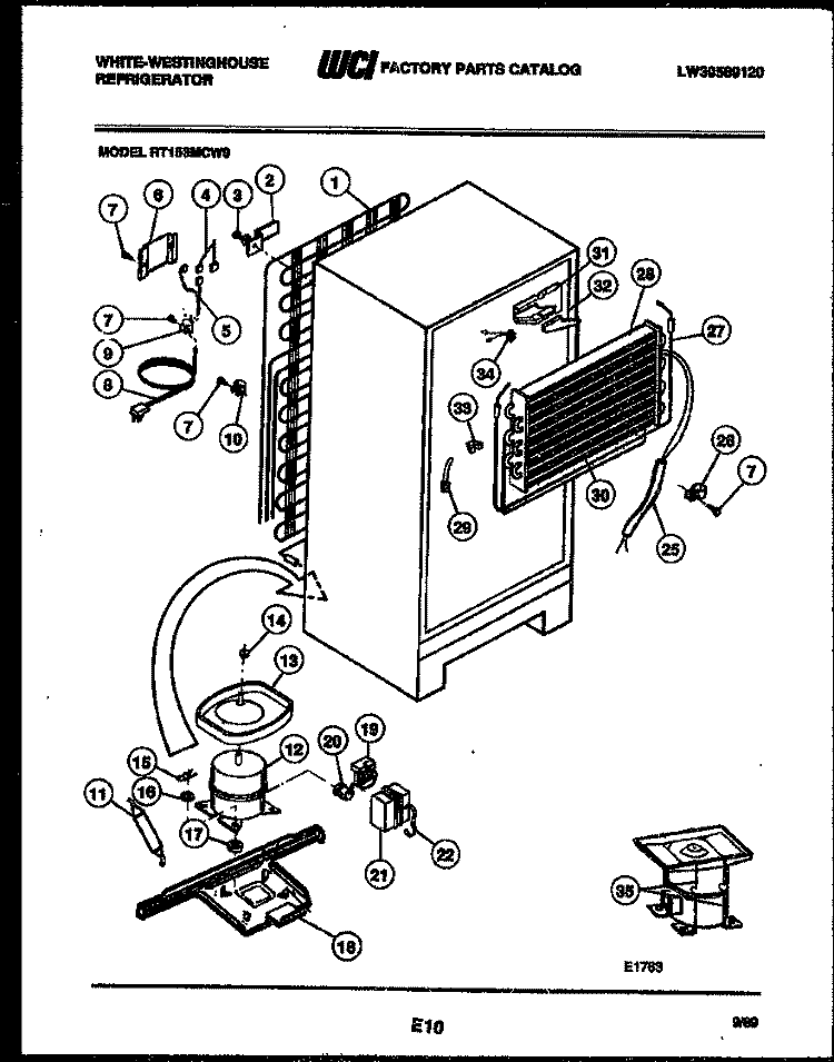 SYSTEM AND AUTOMATIC DEFROST PARTS Diagram and Parts List for RT153MCH0  Frigidaire Refrigerator