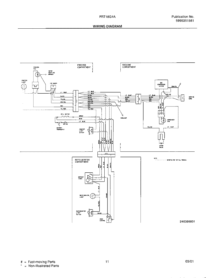 WIRING DIAGRAM Diagram and Parts List for FRT18G4AQ0  Frigidaire Refrigerator