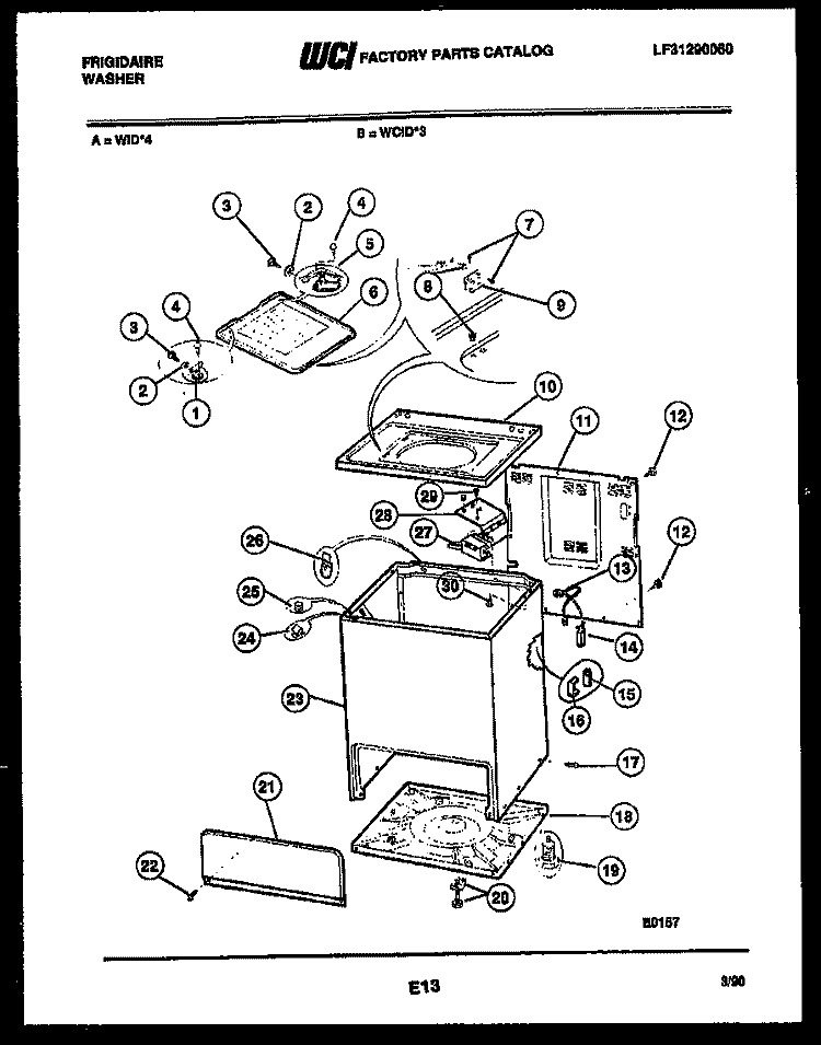 CABINET PARTS Diagram and Parts List for WCIDL3  Frigidaire Washer