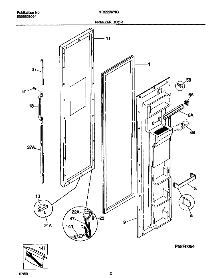 FRZ DOOR Diagram and Parts List for MRS22WNGD3  Frigidaire Refrigerator