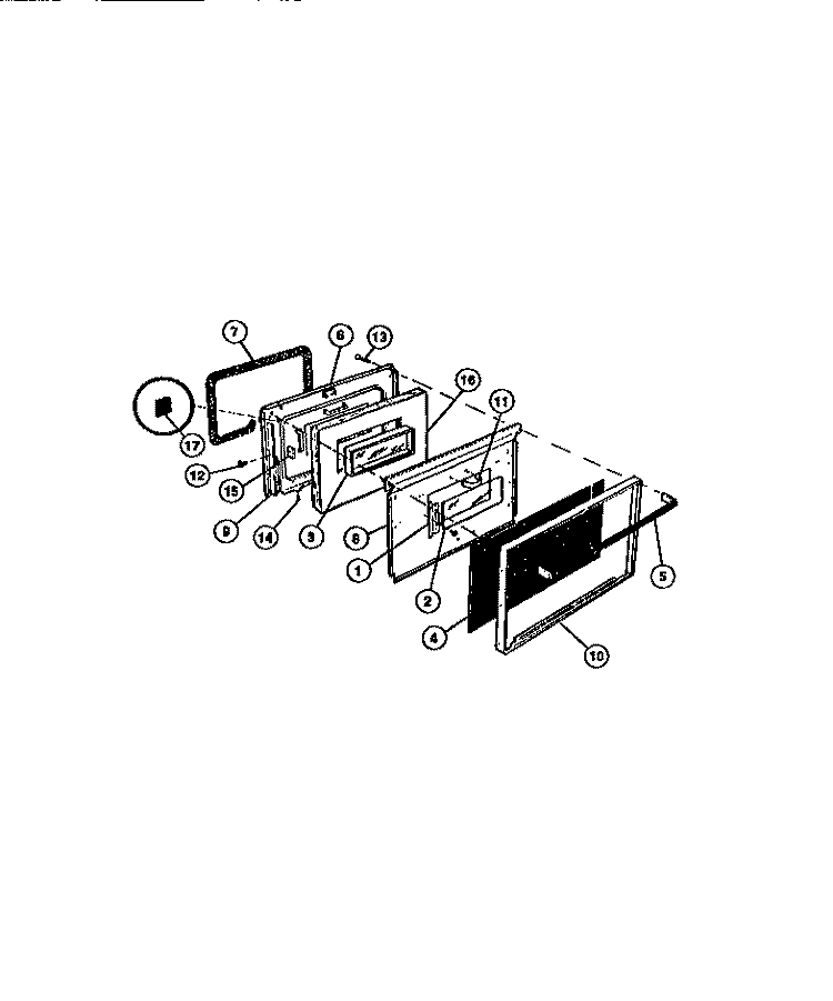 DOOR Diagram and Parts List for 73-7857-66-03  Tappan Range