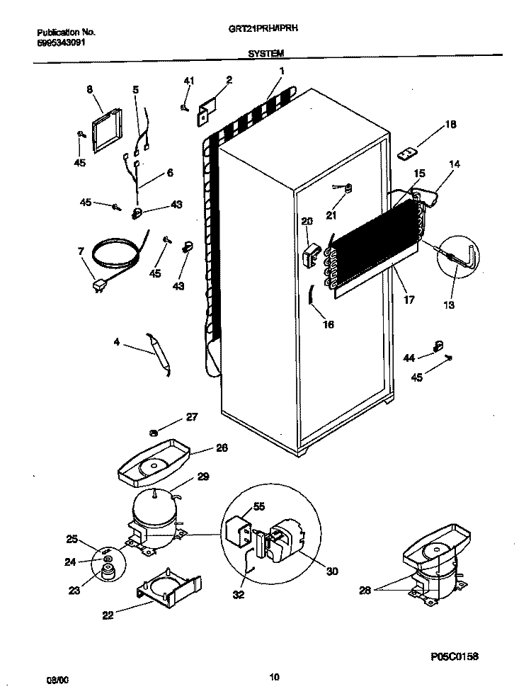 SYSTEM Diagram and Parts List for GRT21PRHD6  Gibson Refrigerator
