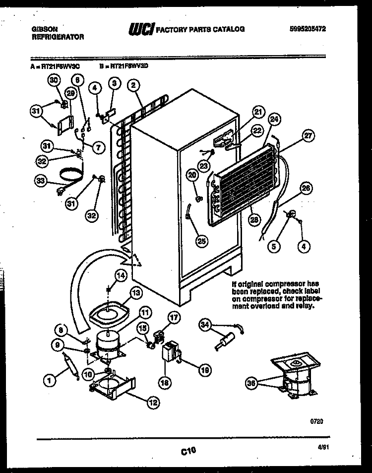 SYSTEM AND AUTOMATIC DEFROST PARTS Diagram and Parts List for RT21F6WV3C  Gibson Refrigerator