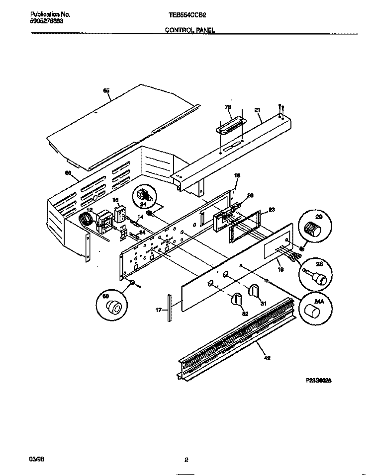 CONTROL PANEL Diagram and Parts List for TEB554CCB2  Tappan Wall Oven
