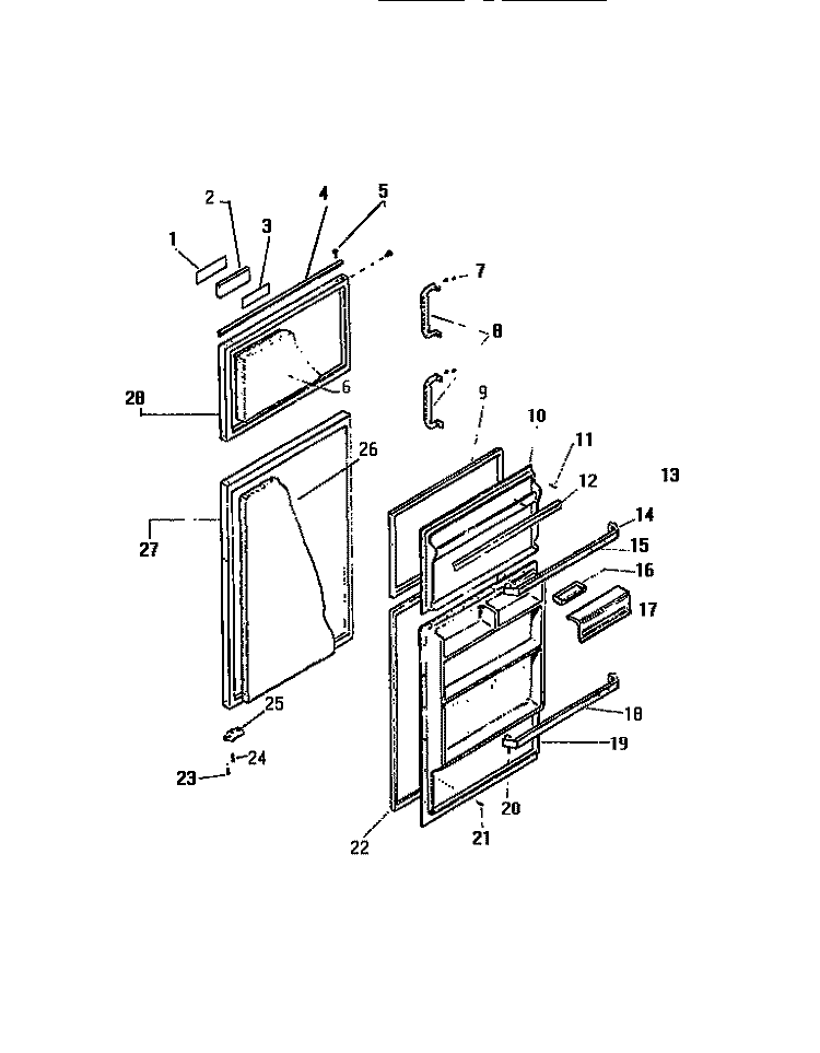 DOOR Diagram and Parts List for TMK210AN5W  Kelvinator Refrigerator