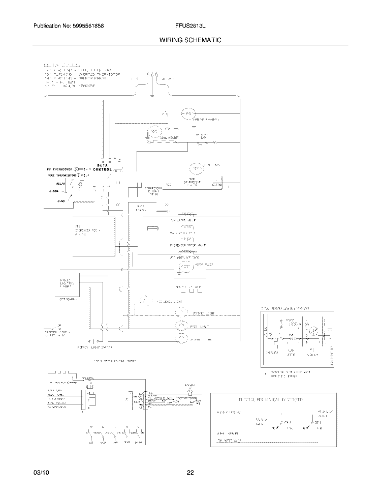 WIRING SCHEMATIC Diagram and Parts List for FFUS2613LM0  Frigidaire Refrigerator