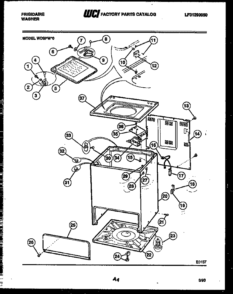 CABINET PARTS Diagram and Parts List for WDSFW0  Frigidaire Washer