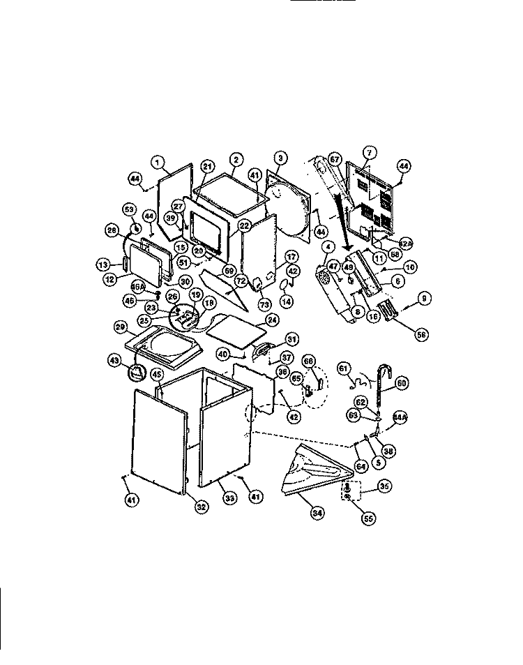 CABINET AND HEATER Diagram and Parts List for LCE441LW2  Frigidaire Washer