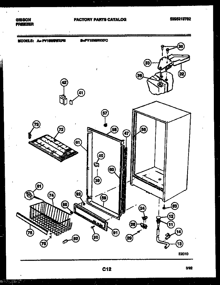 CABINET PARTS Diagram and Parts List for FV16M9WXFB  Gibson Freezer