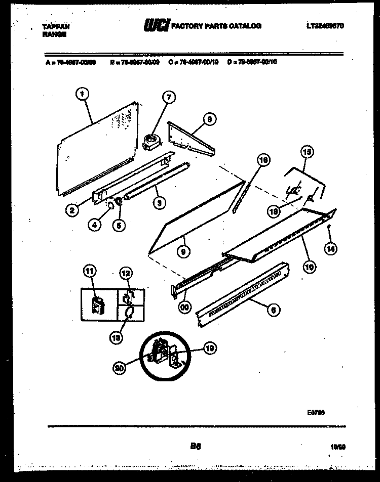 SPLASHER CONTROL Diagram and Parts List for 76-4967-00-09  Tappan Microwave Oven Combo