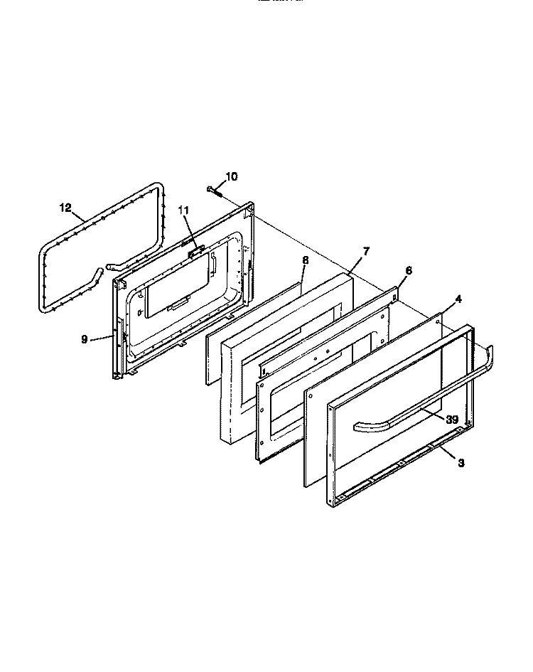 DOOR Diagram and Parts List for FEF322CCTB  Frigidaire Range